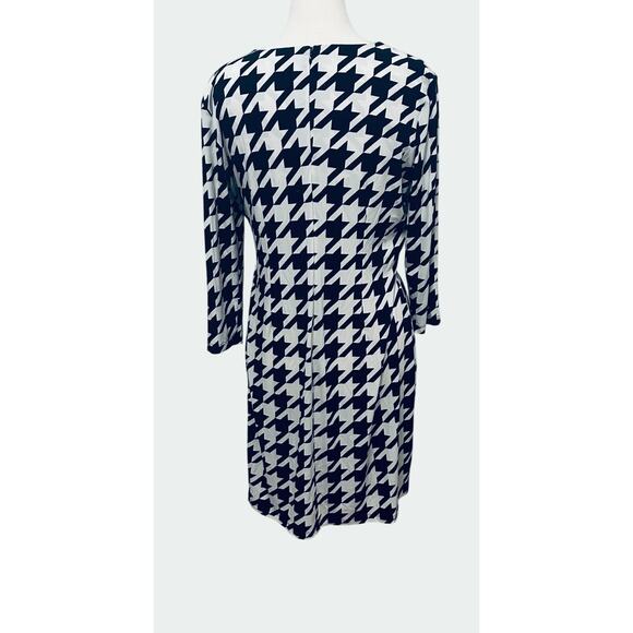 Ellen Tracy Career Office Siren Dress Size 14 Stretch Knit Houndstooth Mob Wife - Picture 3 of 9